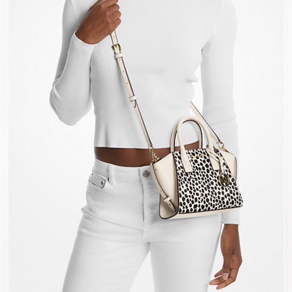MICHAEL Michael Kors Handbags - Michael Kors Avril Extra-Small Cheetah Print Calf Hair and Leather Satchel.  NWT